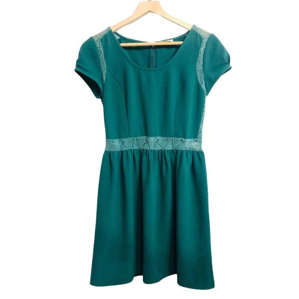 Pins & Needles dress teal green with crochet knit details mini dress Size 4